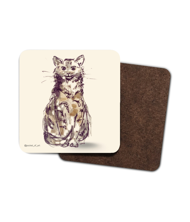 Artistic Coaster Petite Cat Pocket of Art