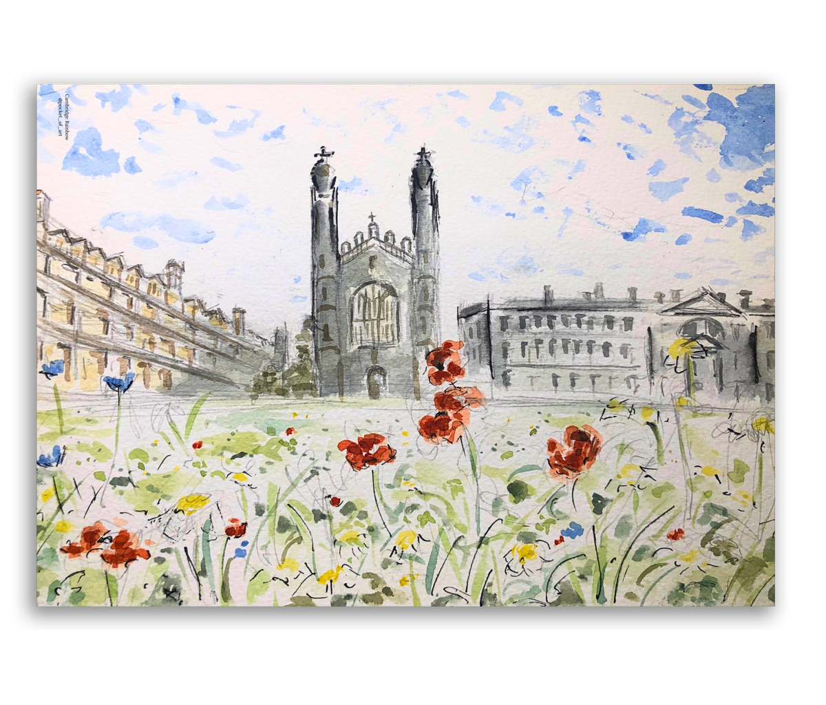 Fine art Lustre Poster Print - King's College Summer Meadow Pocket of Art