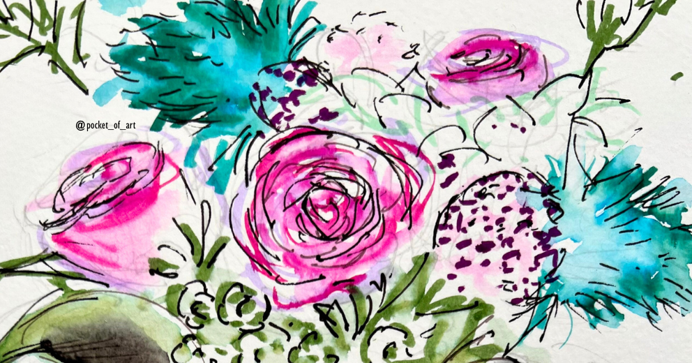 Roses and Blue Thistles Keyring