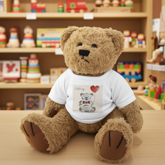 Teddy with Balloon Heart T-Shirt Pocket of Art