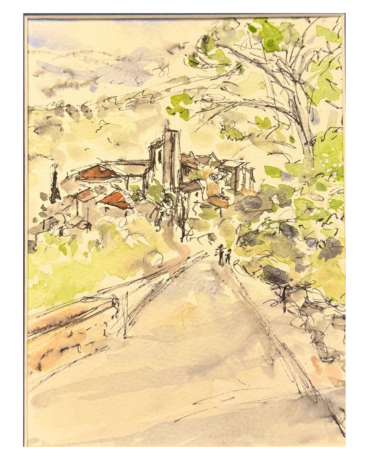 Minerve, Occitanie region of France watercolour
