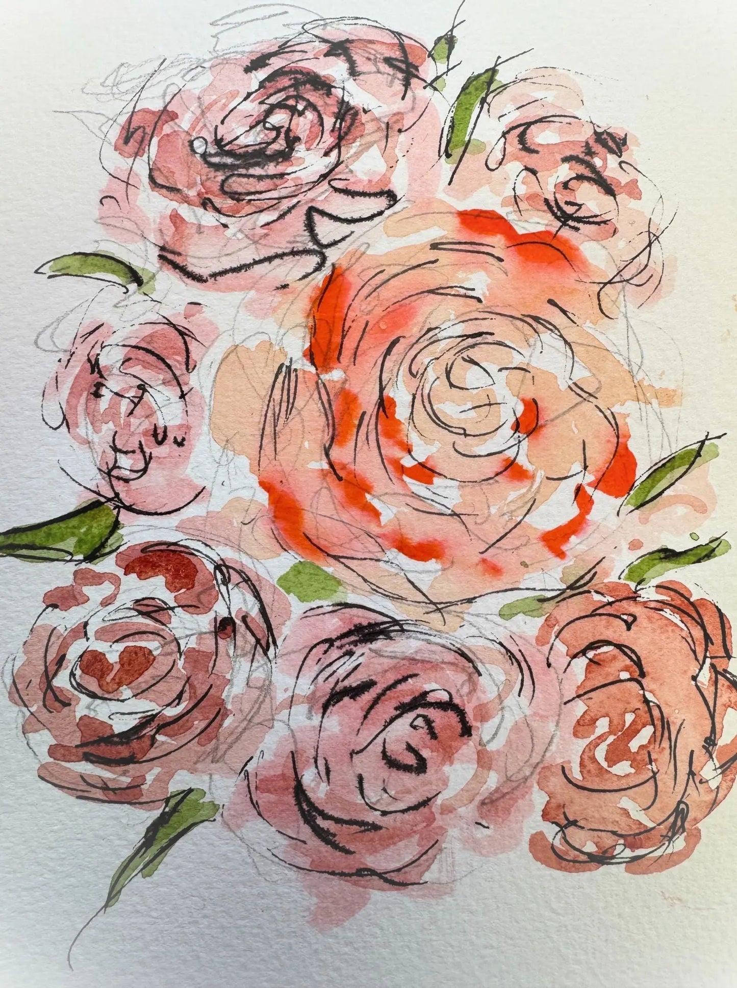 Rose Bunch watercolour Pocket of Art