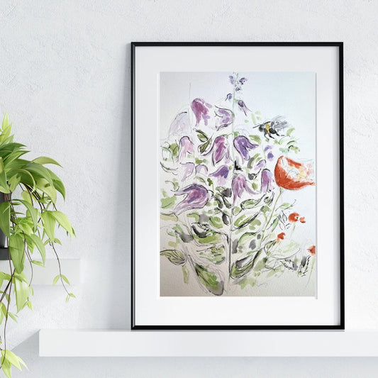 Floral garden, poppies and bees - Pocket of Art