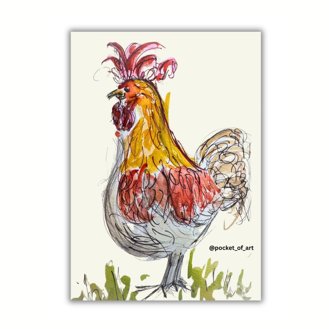 Striking Cockerel Print