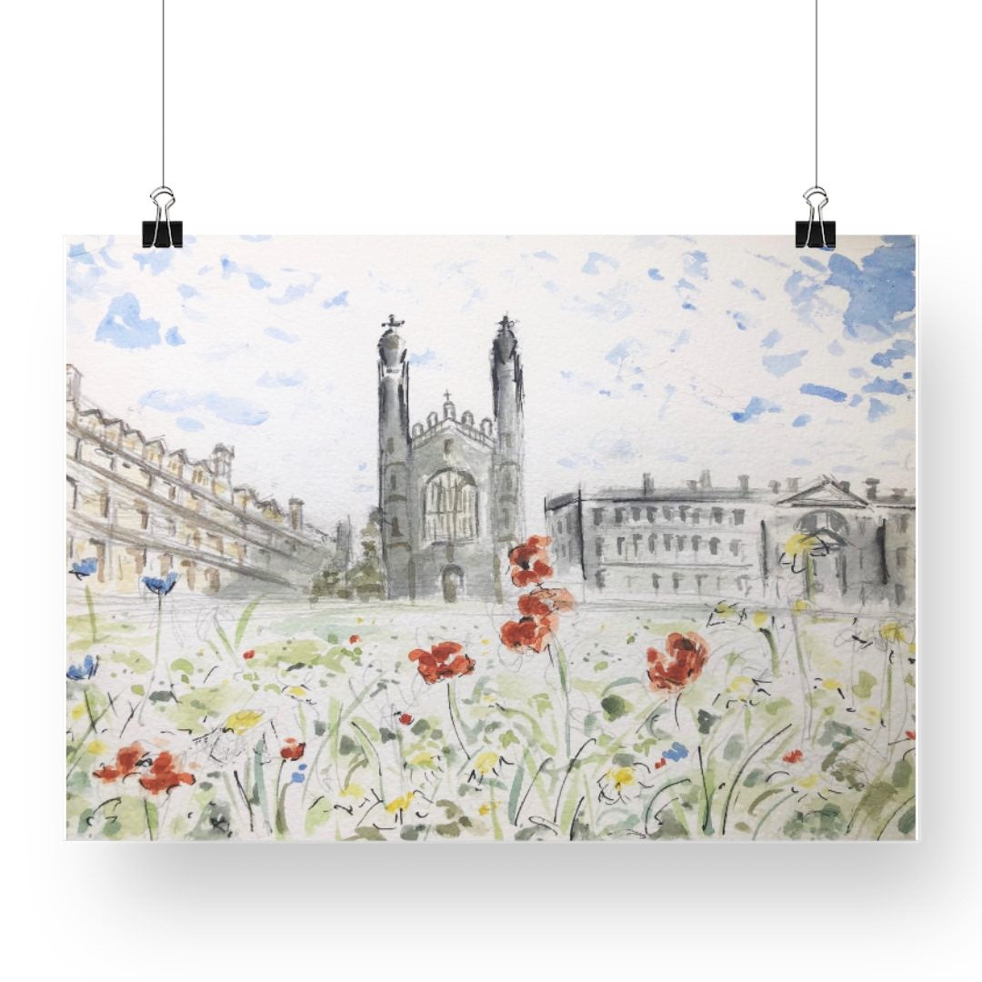 Poster Print -Kings College Summer Meadow Cambridge