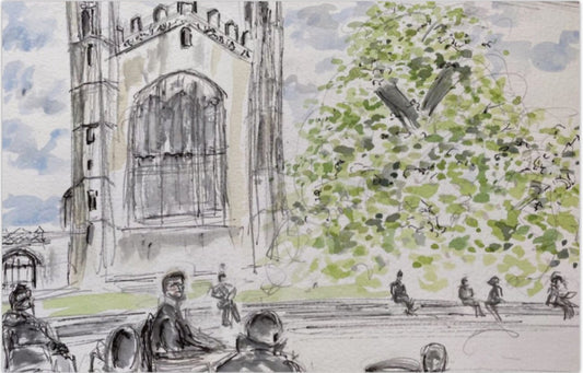 Watching the world go by - King's Parade. Cambridge Postcard