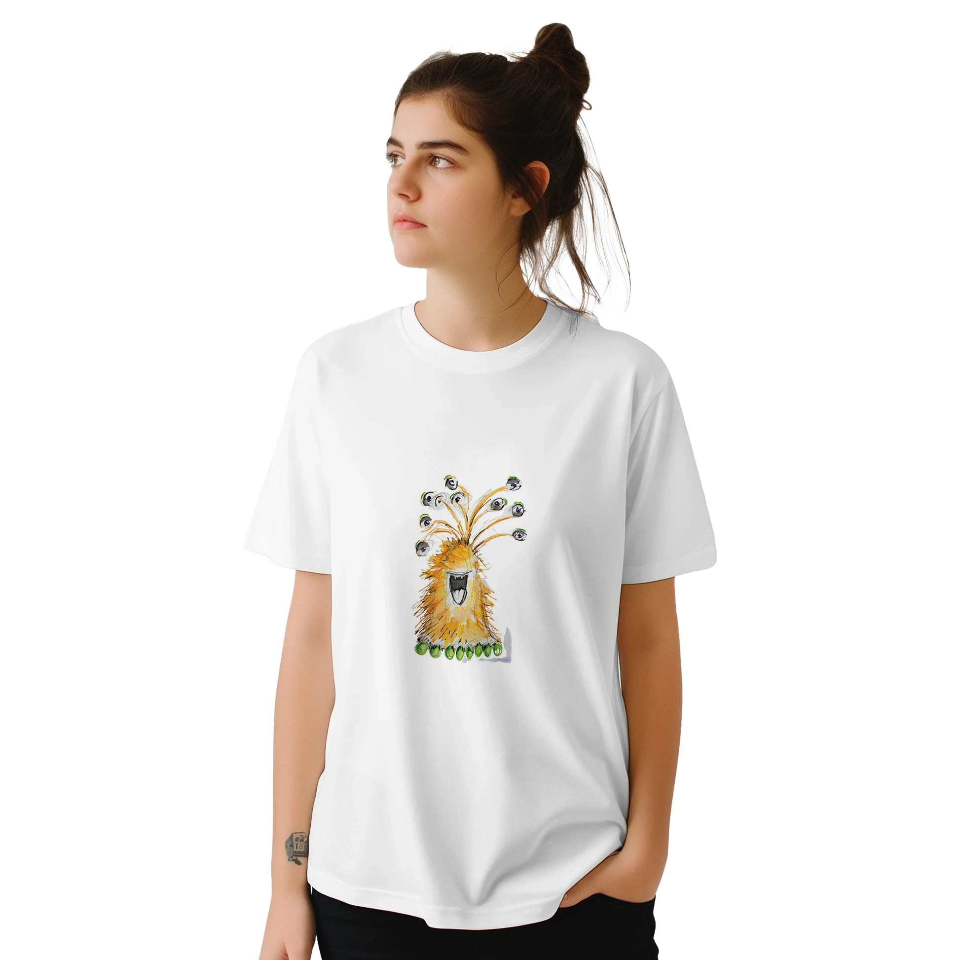 Classic Unisex Crewneck T-shirt with Orange Monster T-Shirt