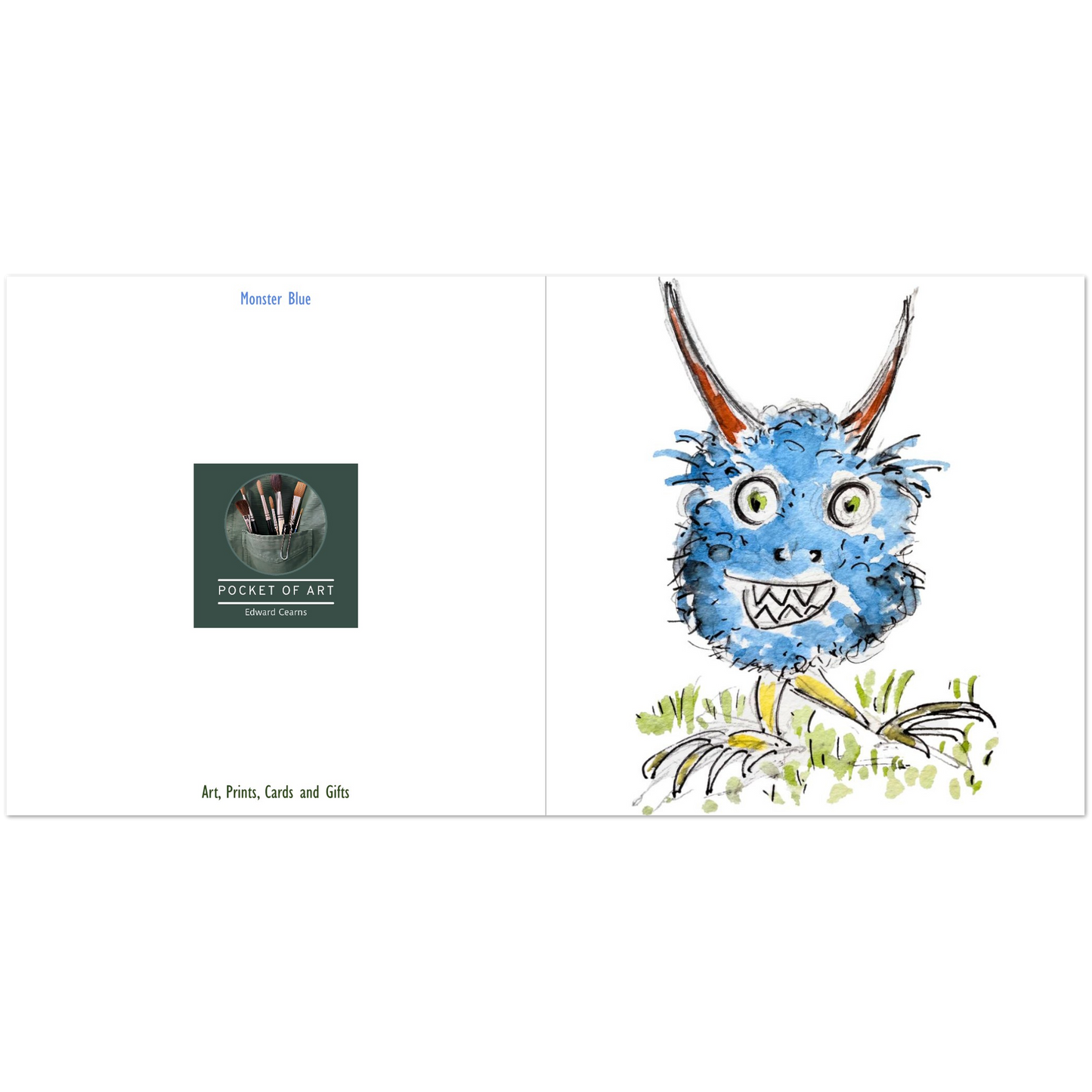 Monster Blue Greeting Cards (Pack of 10) with Envelopes