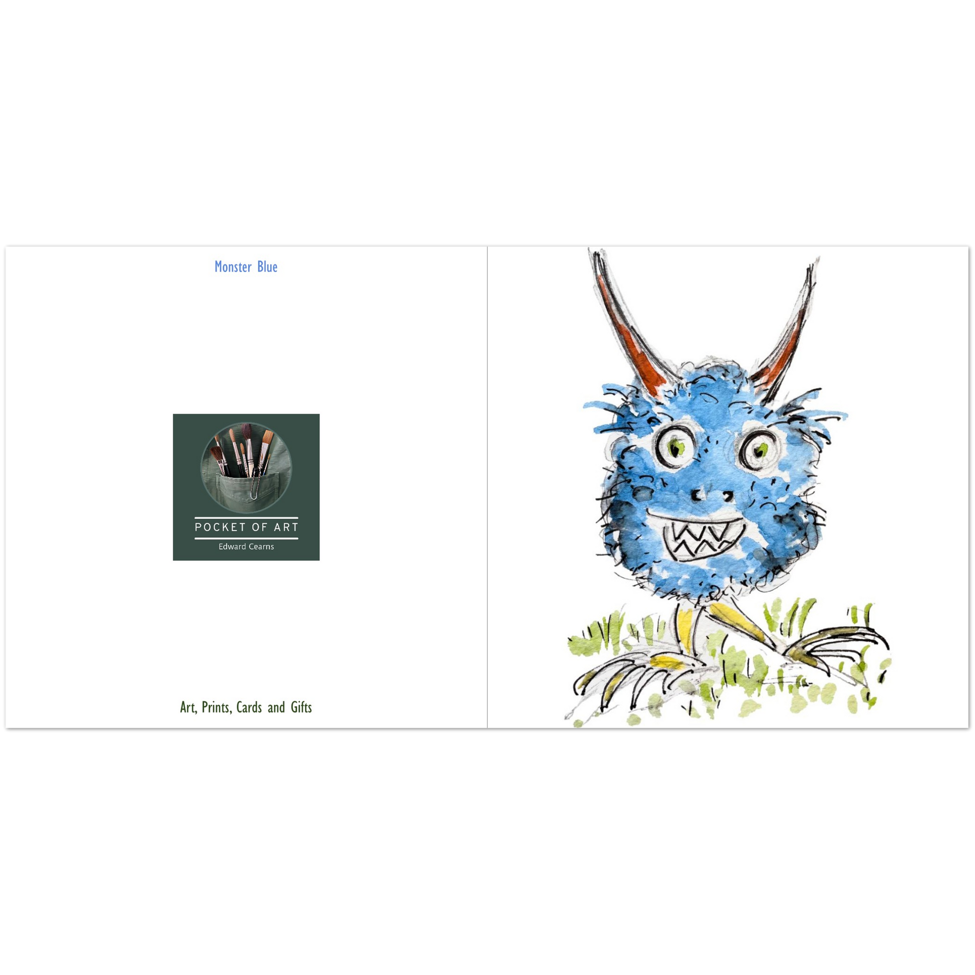 Monster Blue Greeting Cards (Pack of 10) with Envelopes