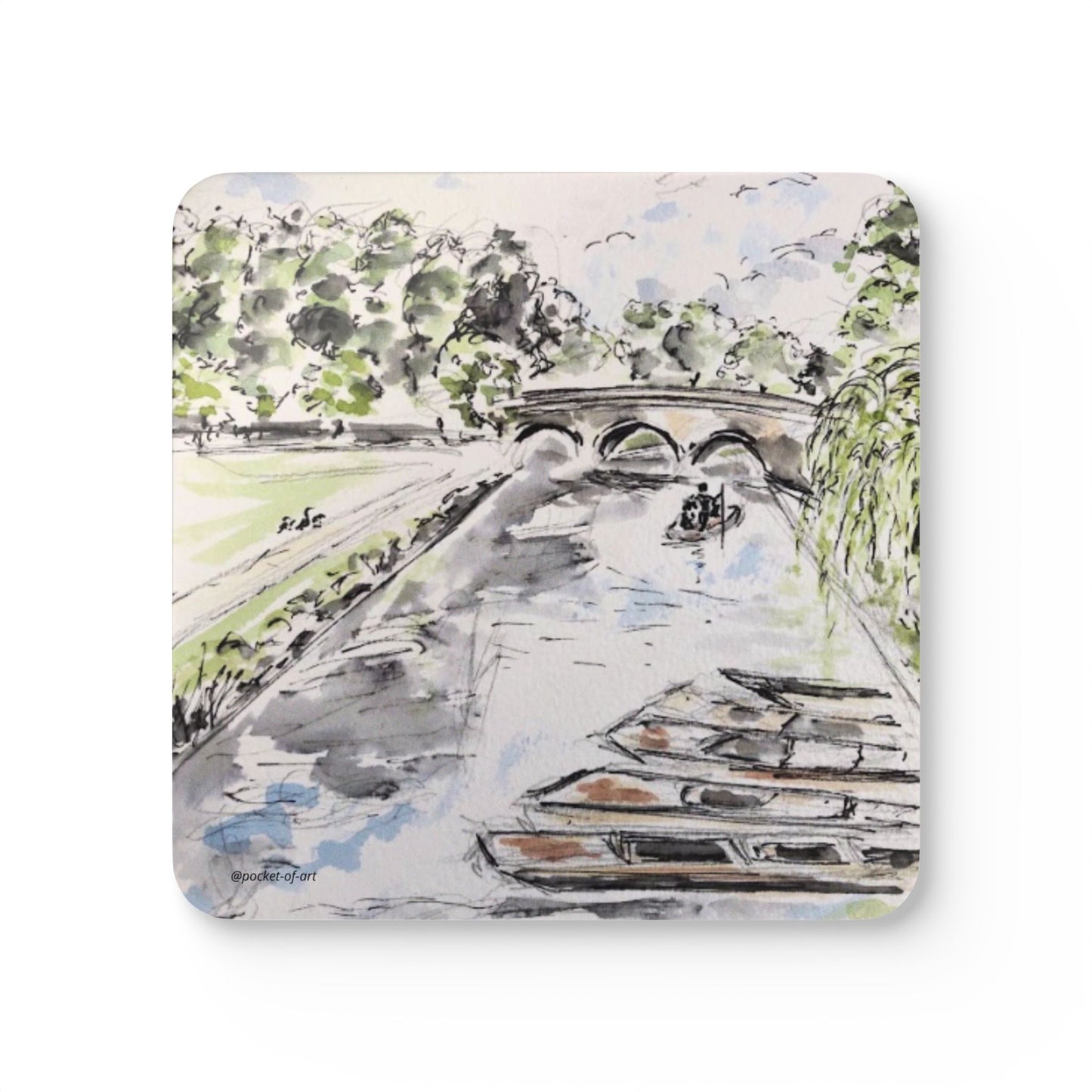 Artistic Coaster Set - Riverside Punts Cambridge