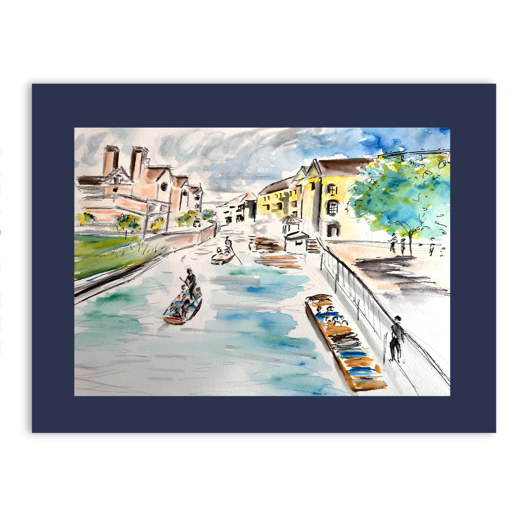 Magdalene Riverside, Cambridge watercolour