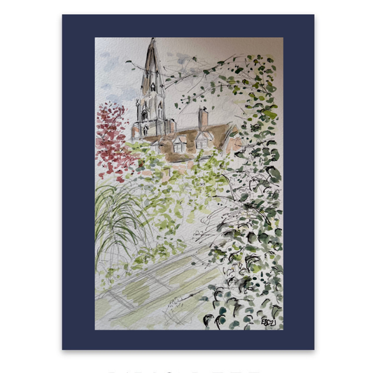 View from Westcott Chapel, Cambridge Watercolour