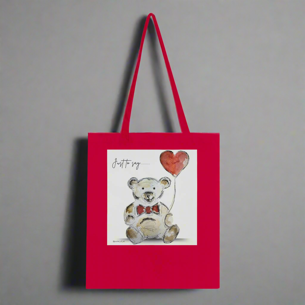 Tote Bag Teddy with heart balloon