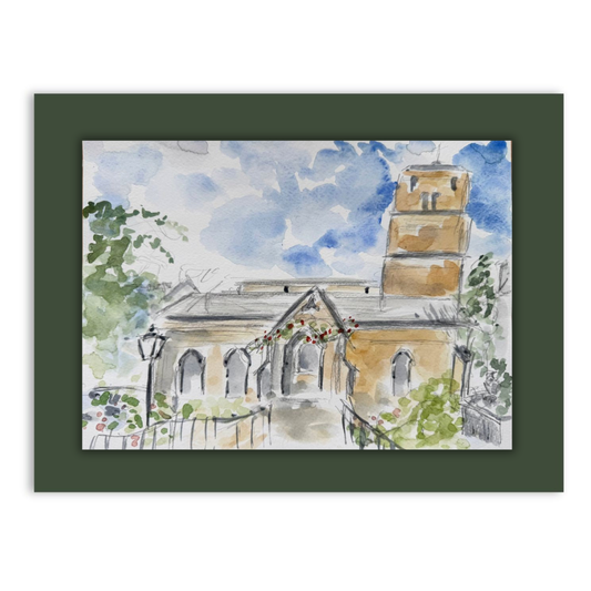 St Bene't's Church, Cambridge watercolour