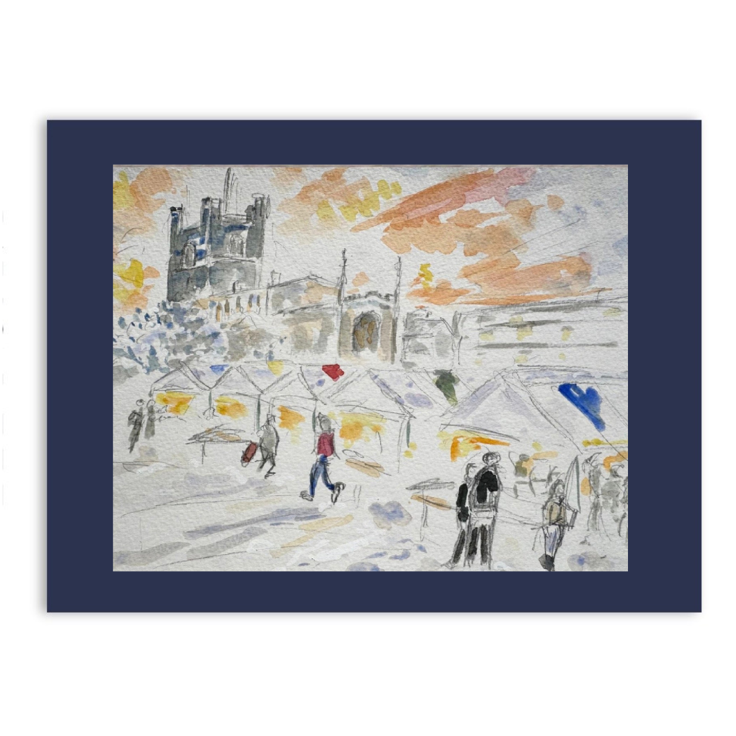 Great St Mary's Market Square, Cambridge watercolour