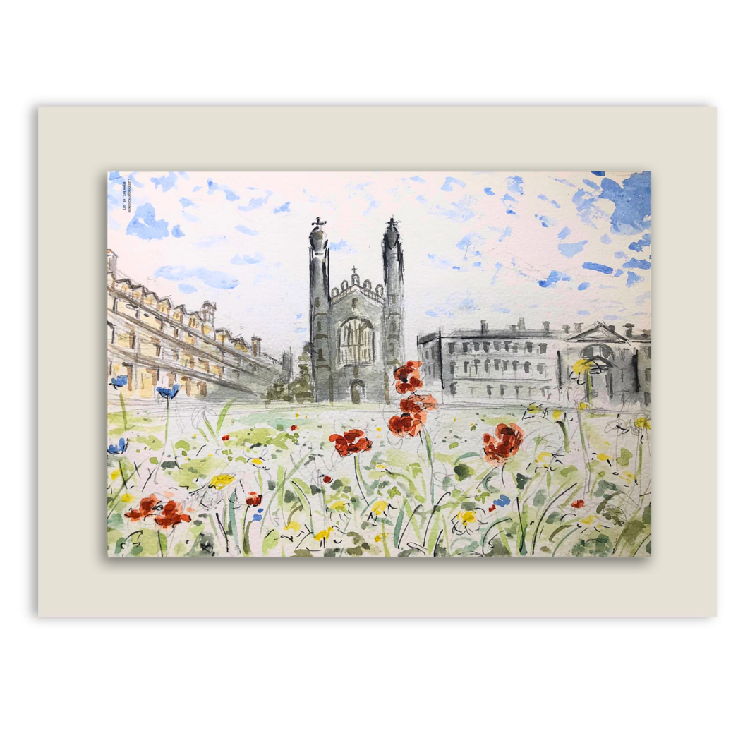 Kings College, The Back's summer meadow view