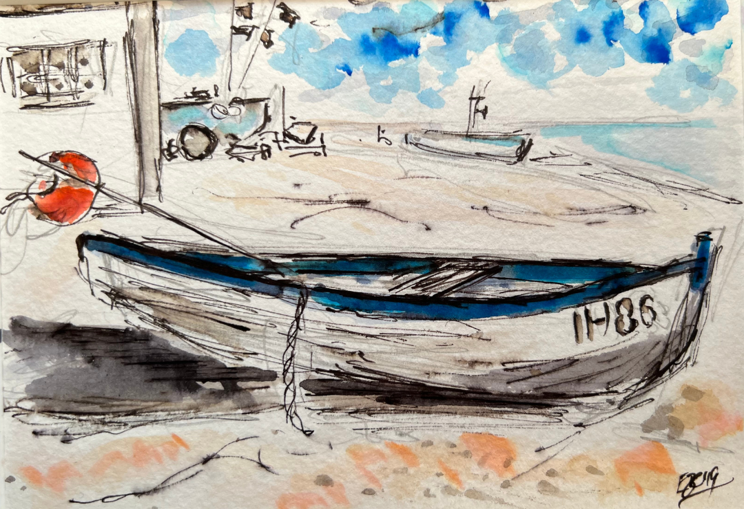 Boat on the shore - Pocket of Art Watercolour