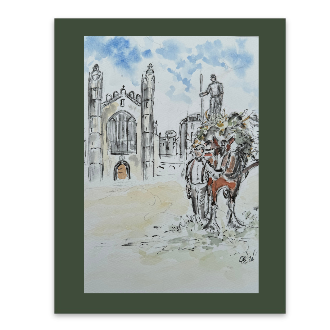 King”s College haymaking watercolour