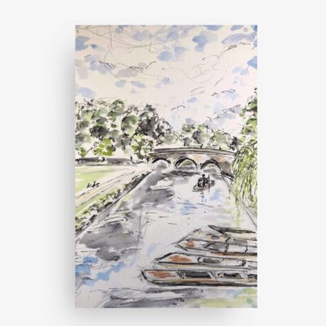 Cambridge Riverside Punts Postcard - Pocket of Art Greeting & Note Cards