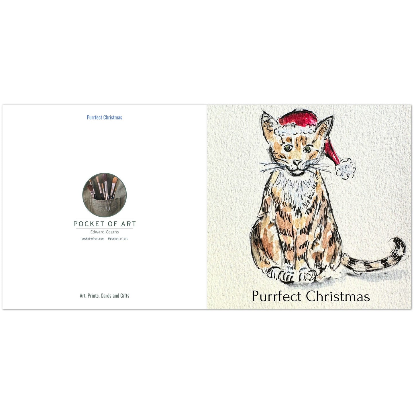 Christmas Cards - Pack of 10 - Purrfect - Pocket of Art Greetings Card