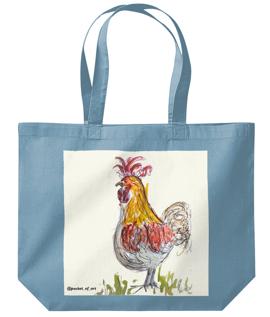 Tote Bag Mr. Cockerel Indigo Blue