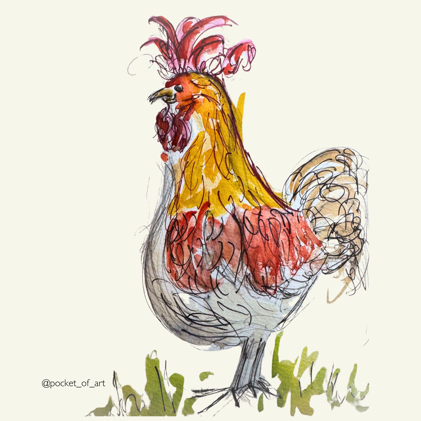 Artistic Coaster Cockerel Pocket of Art