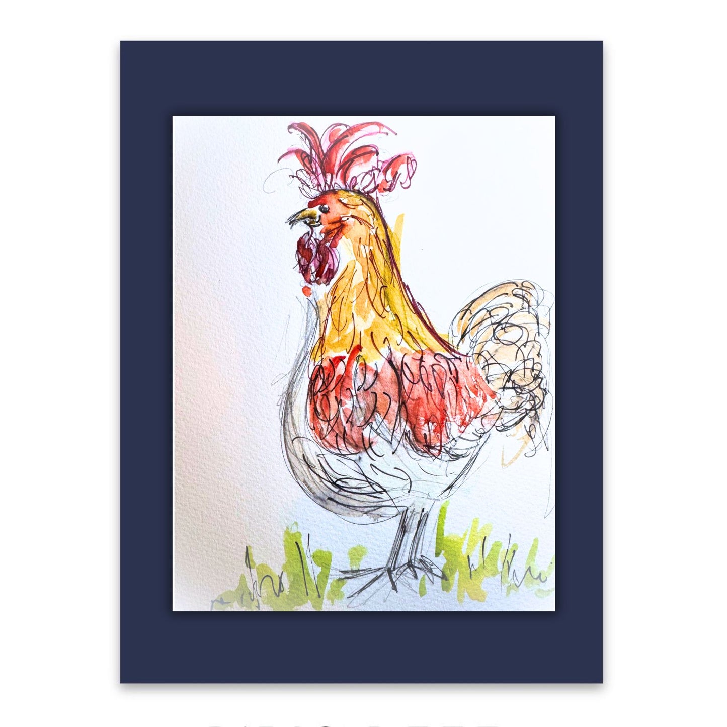 Striking Cockerel watercolour