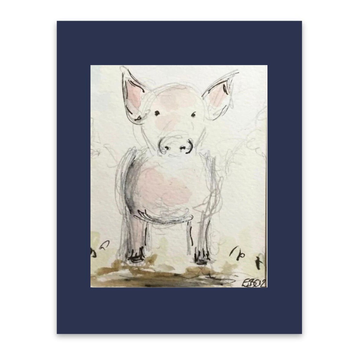 Charming piglet watercolour