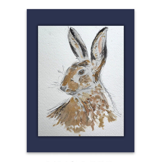 Black tipped hare watercolour