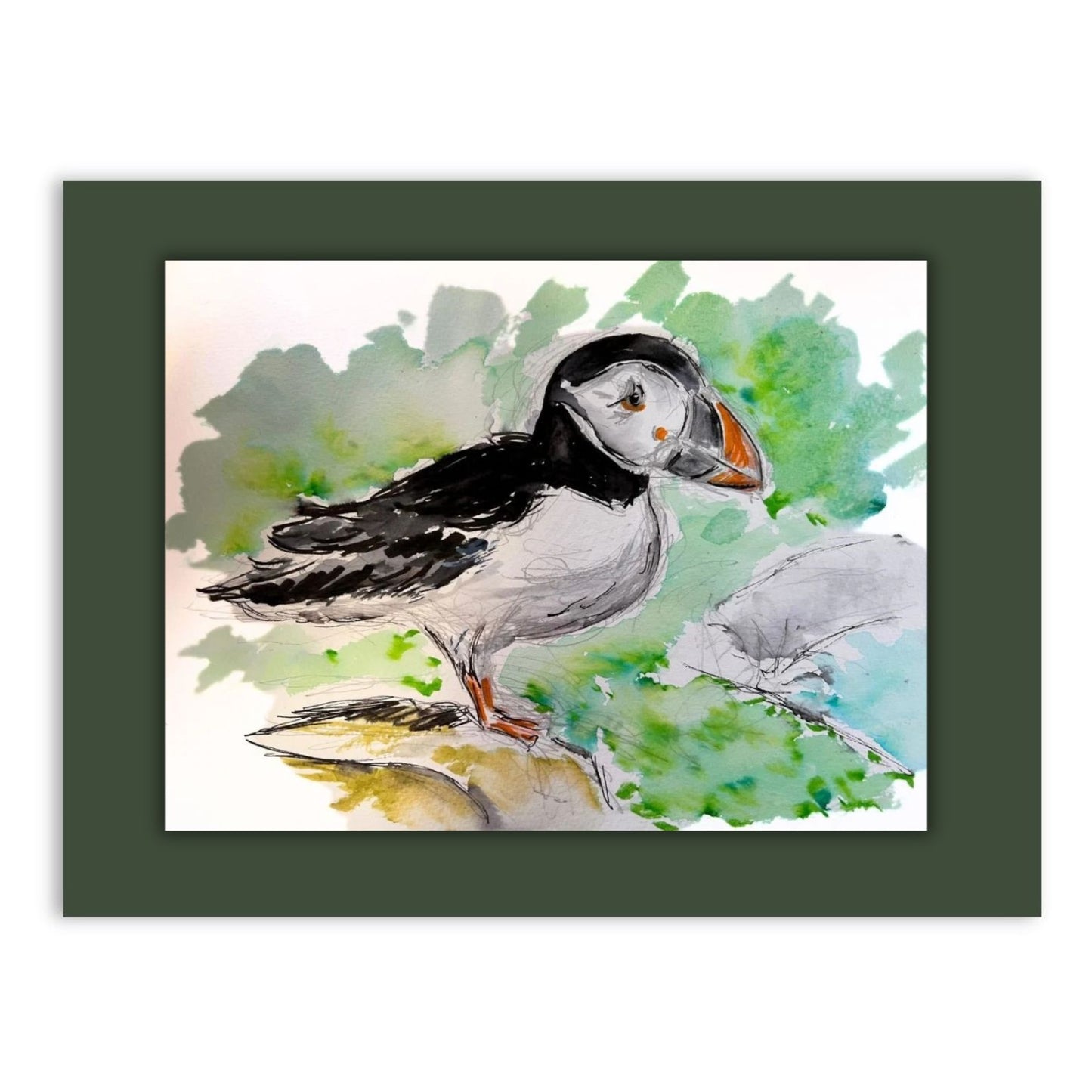 Farne Islands Puffin watercolour