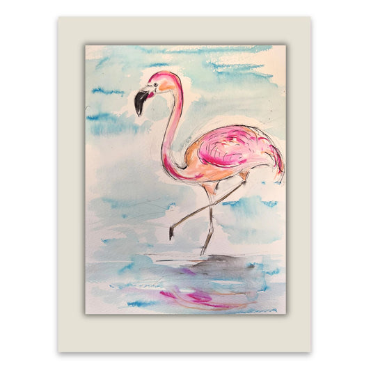 Vibrant Flamingo watercolour