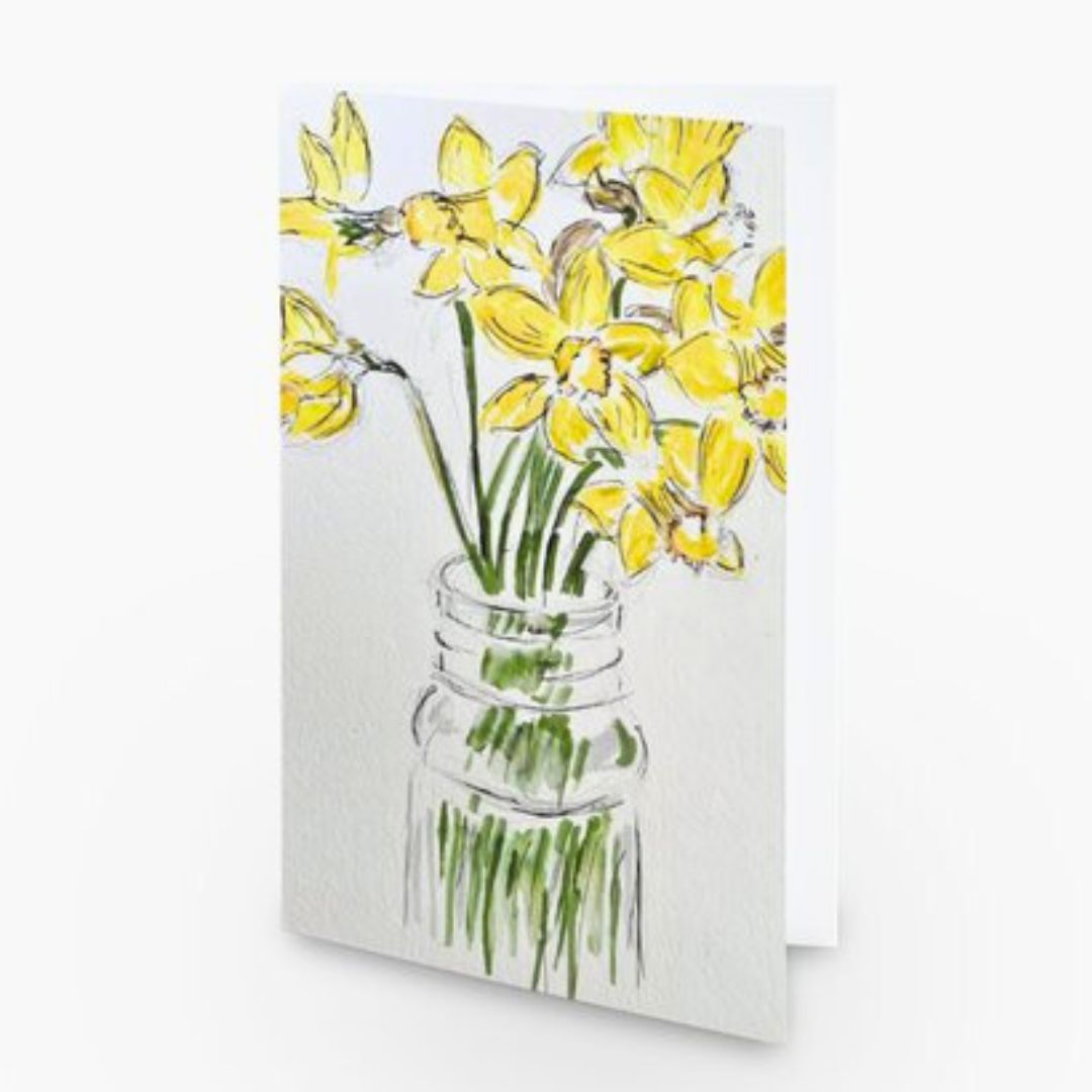 Daffodils in  jar - Pocket of Art Greetings Card