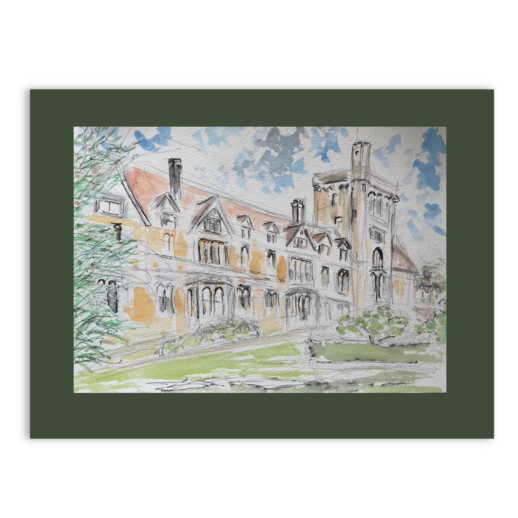 Girton College, Cambridge watercolour