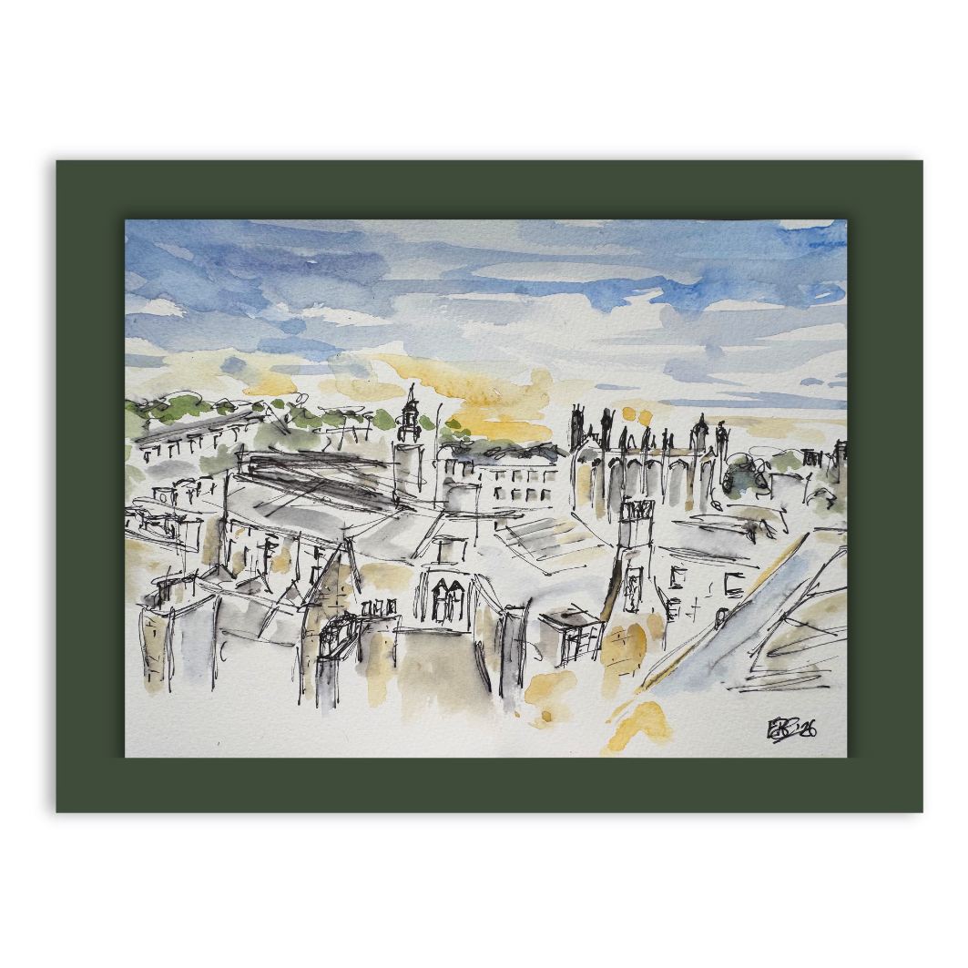 Rooftop views from St Bene't's watercolour