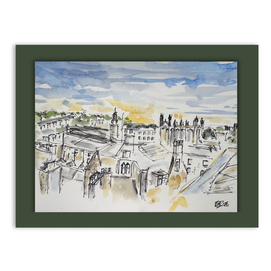 Rooftop views from St Bene't's watercolour