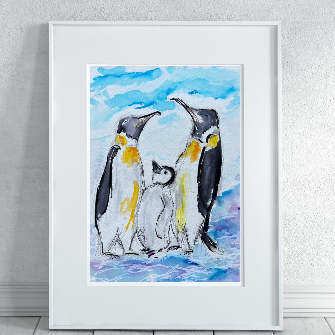 Emperor Penguins - Pocket of Art Watercolour