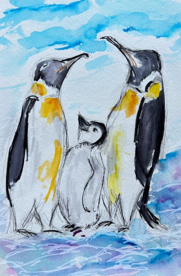 Emperor Penguins - Pocket of Art Watercolour