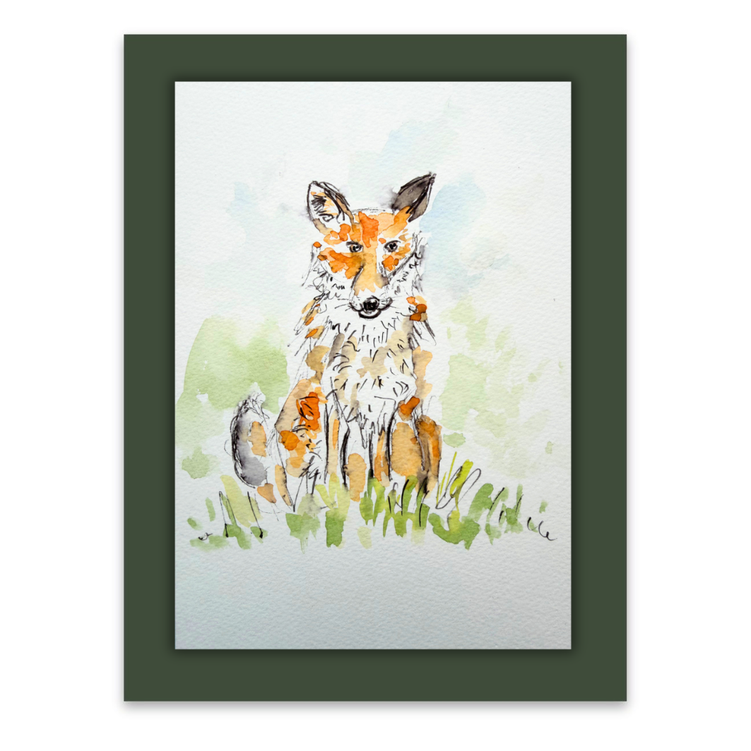 Intelligence of a Fox watercolour