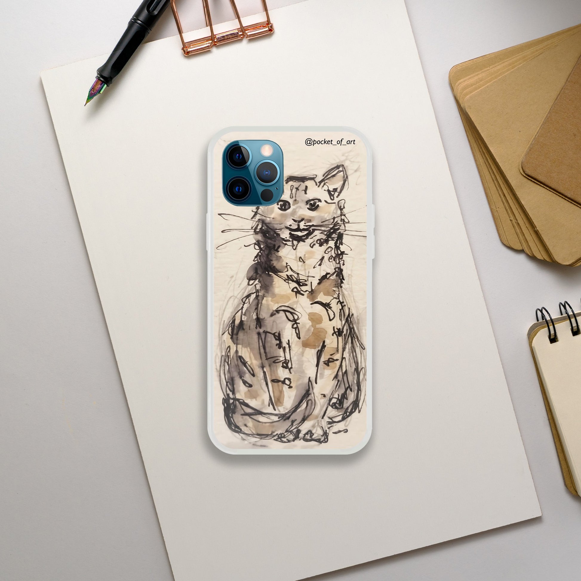 Flexi case for mobiles - Petite Cat - Pocket of Art Gifts