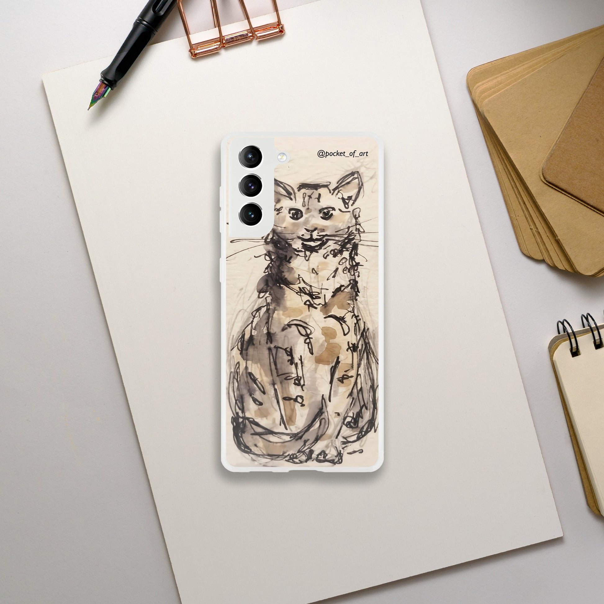 Flexi case for mobiles - Petite Cat - Pocket of Art Gifts