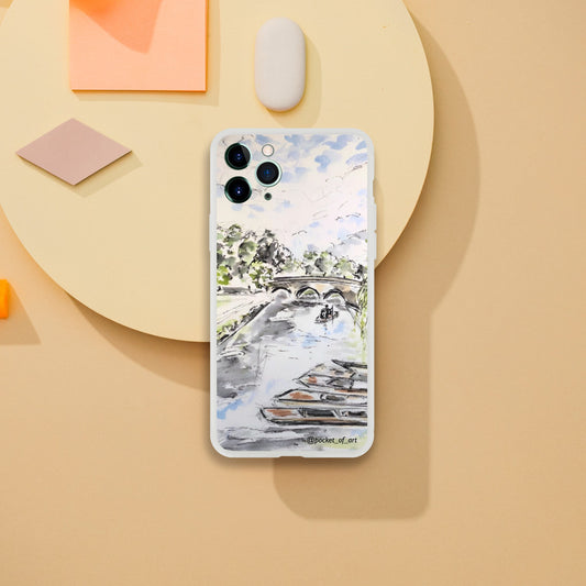 Flexi phone case - Riverside Punts - Pocket of Art Gifts