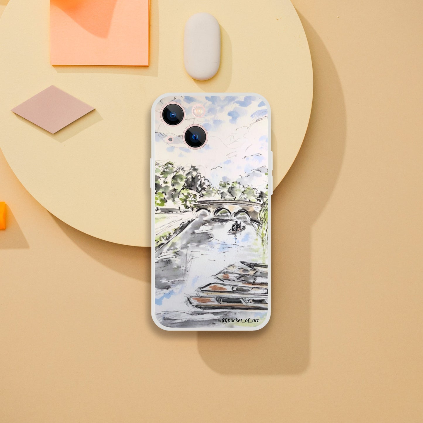 Flexi phone case - Riverside Punts - Pocket of Art Gifts