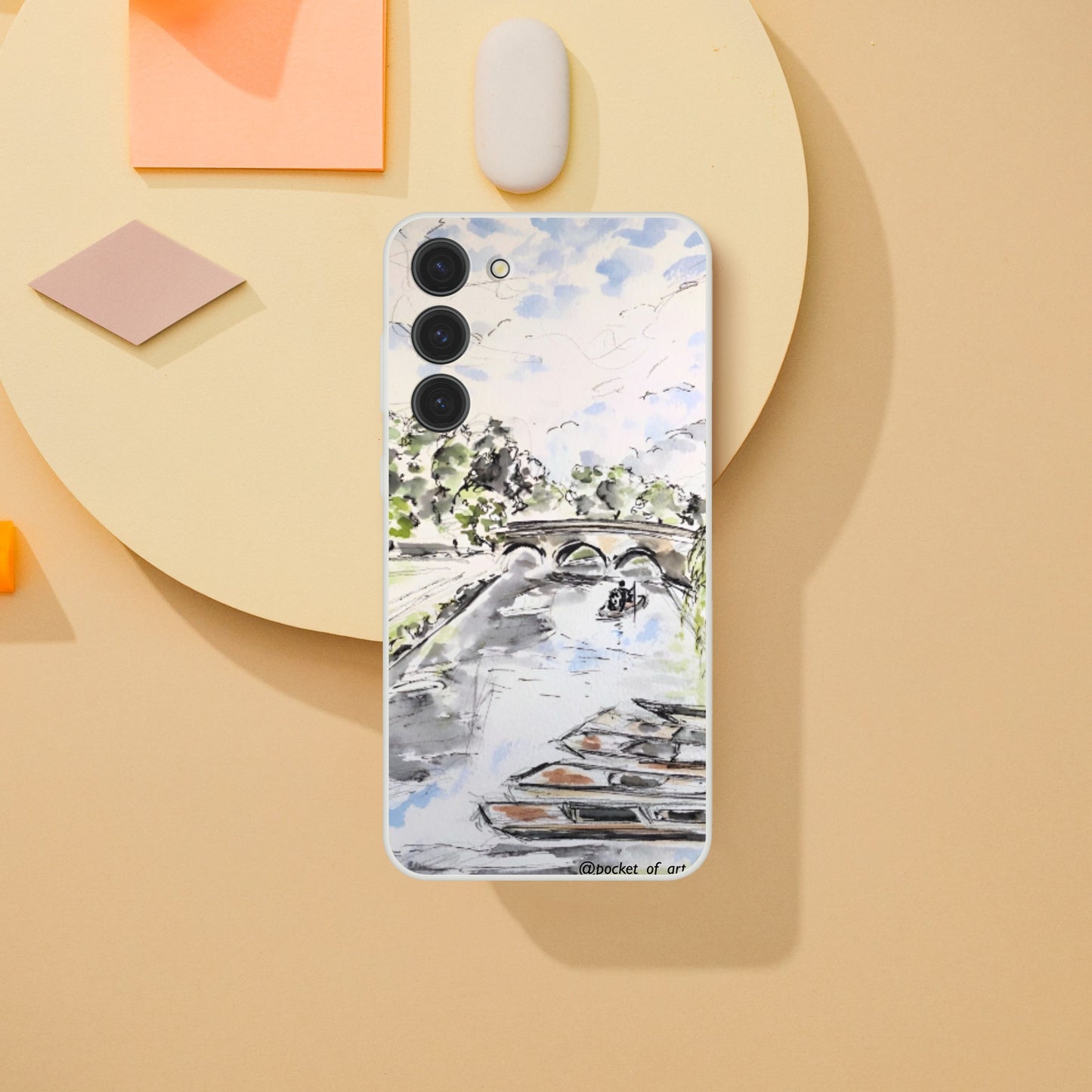 Flexi phone case - Riverside Punts - Pocket of Art Gifts