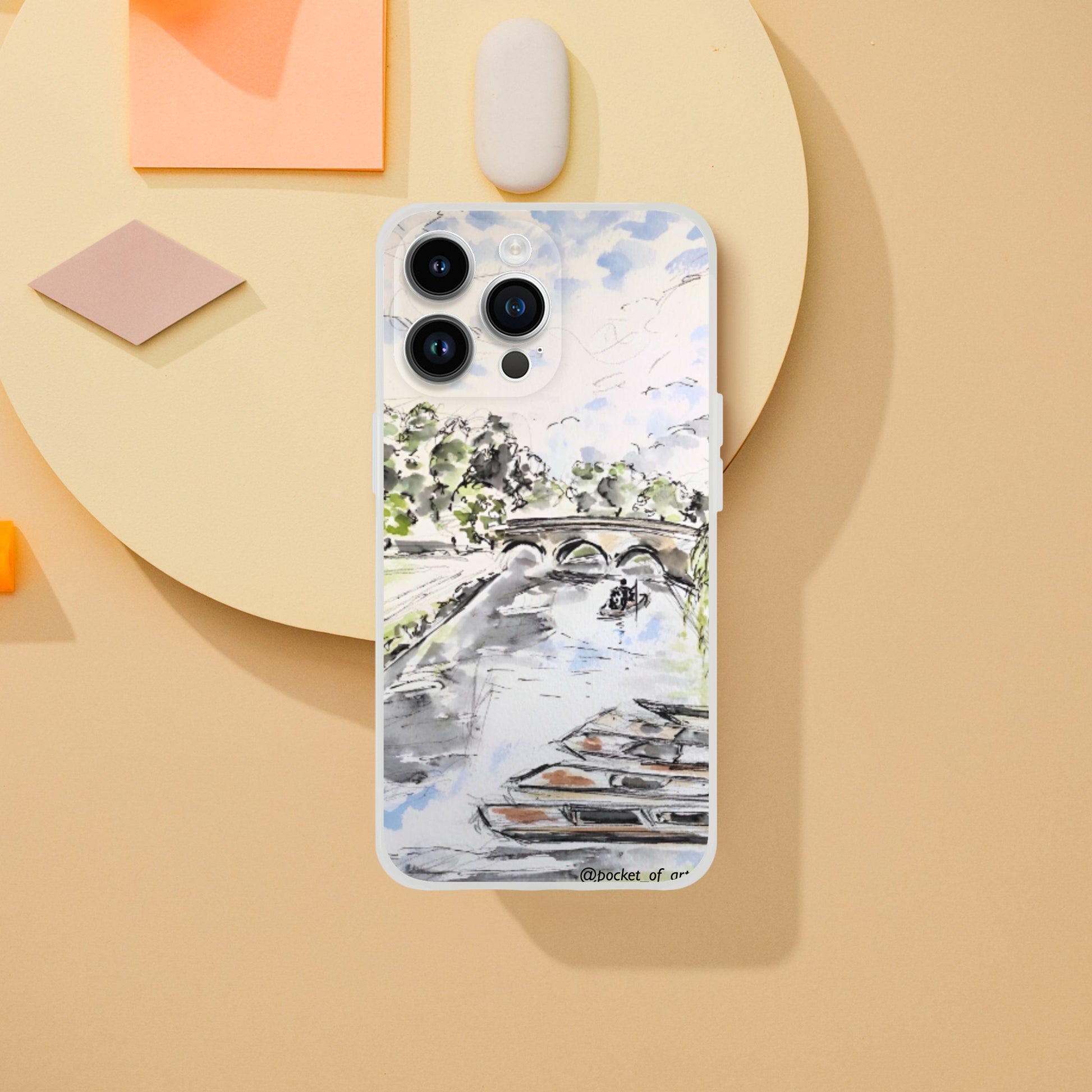 Flexi phone case - Riverside Punts - Pocket of Art Gifts