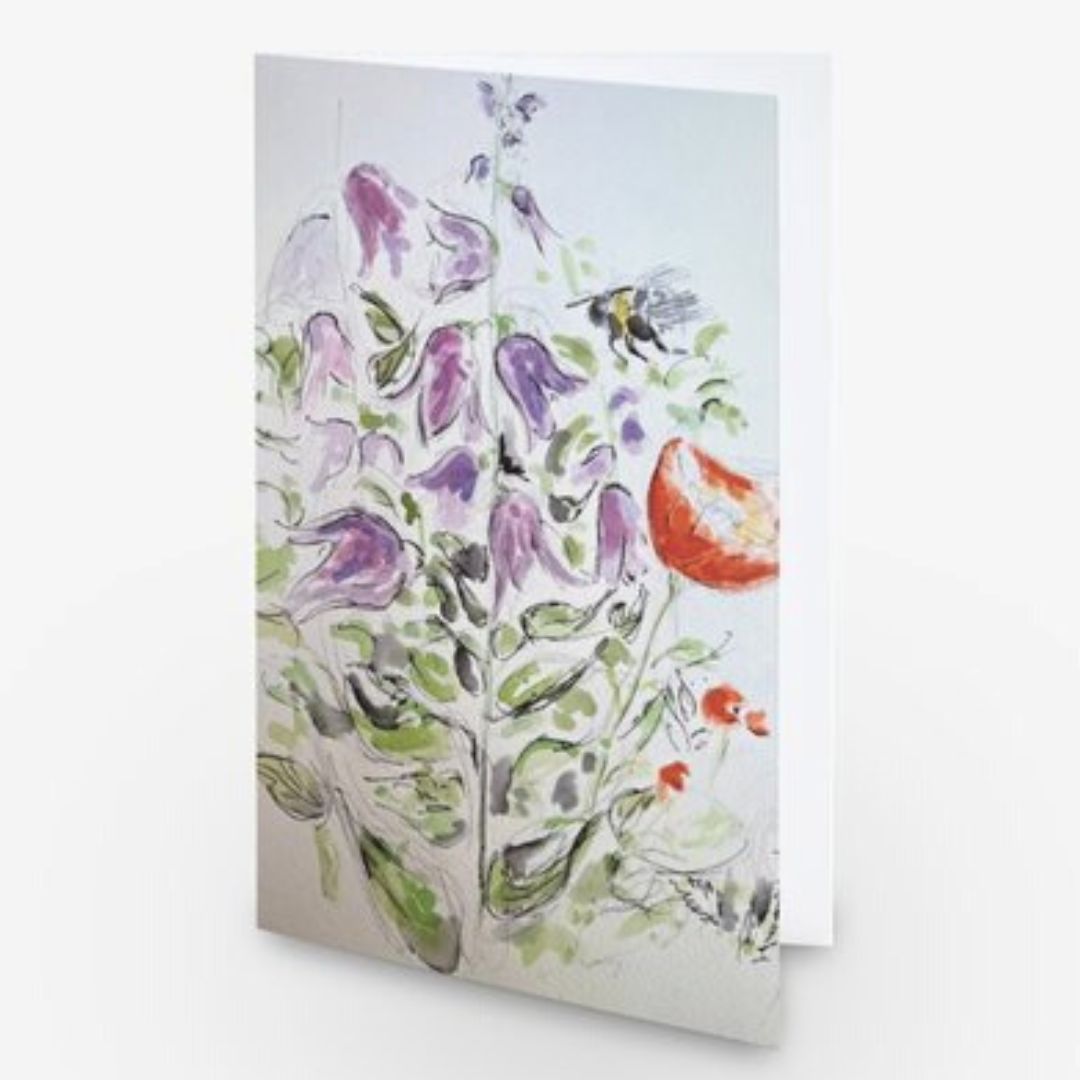 Floral and Bee Greetings Card - Pocket of Art Greetings Card