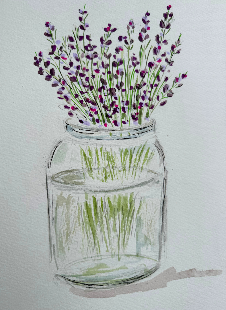 Lavender in a jar - Pocket of Art Watercolour