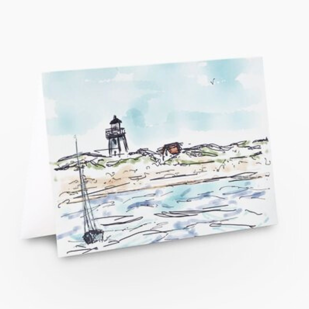 Lighthouse and sailboat - Pocket of Art Greetings Card