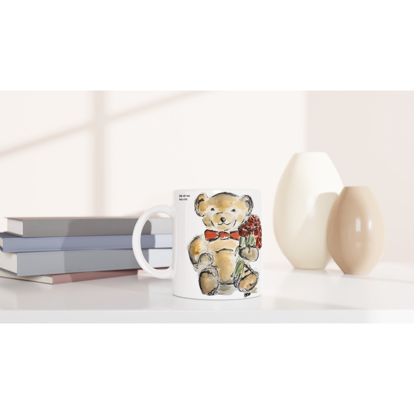 Mug - Teddy with roses - Pocket of Art Mugs