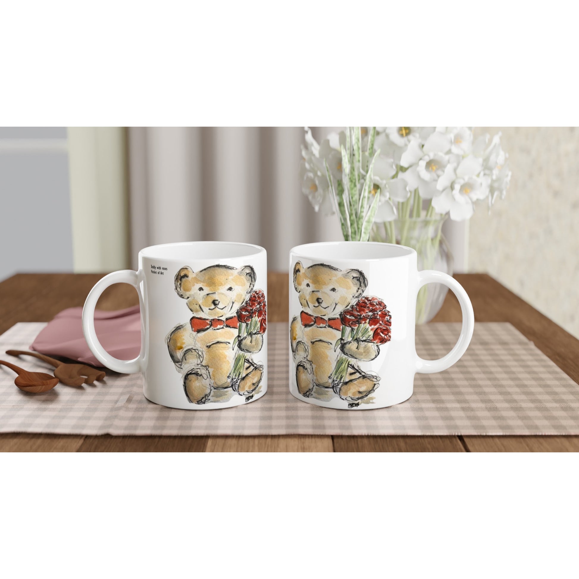 Mug - Teddy with roses - Pocket of Art Mugs