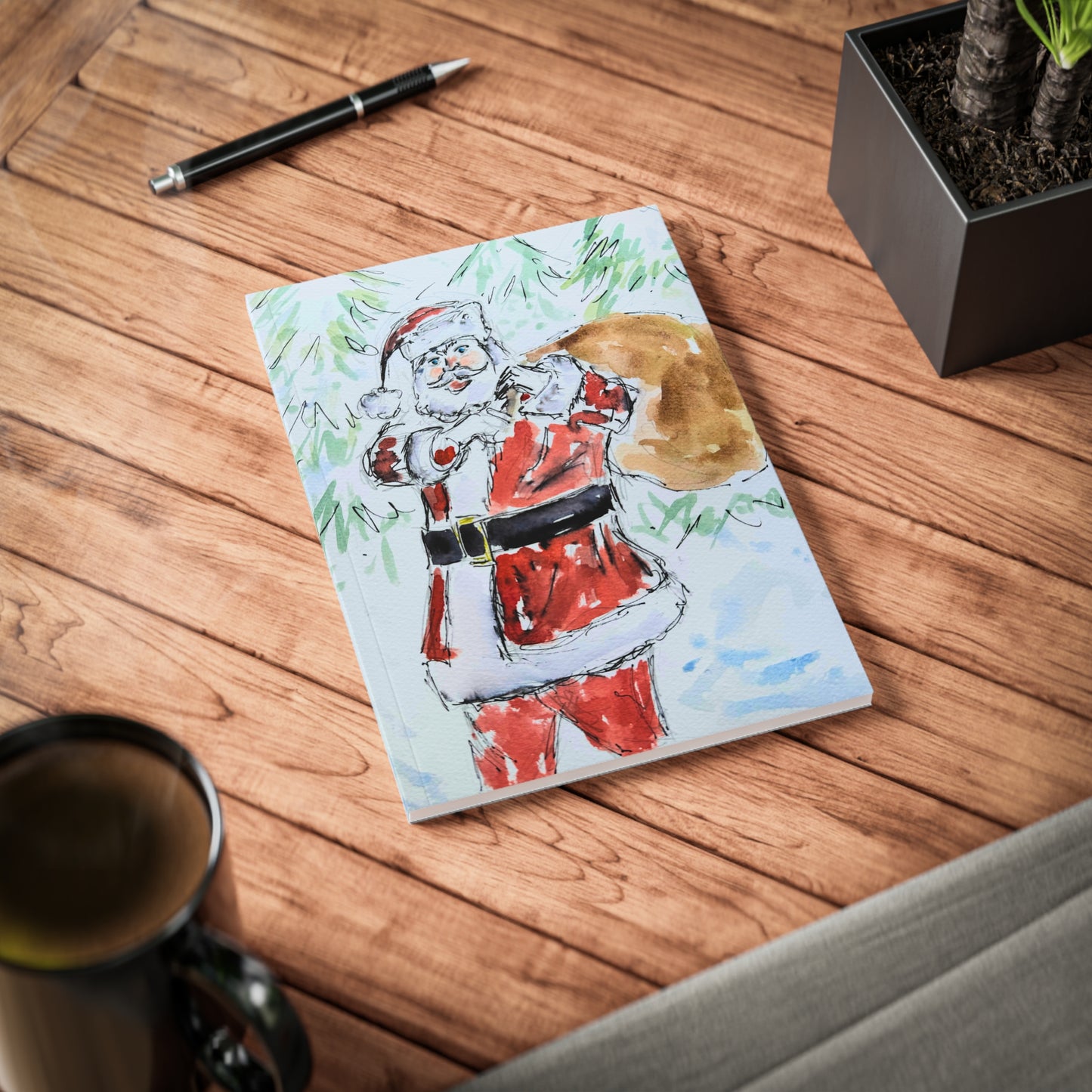 Notebook Softcover A5 - Festive Santa - Pocket of Art Paper products